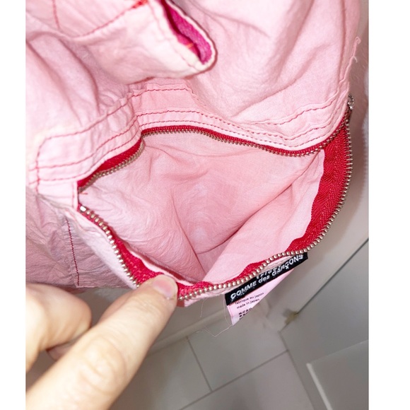 ✨RaRE COMME des GARÇONS tricot Dyed Wool 2 Ways Shoulder Tote Bag PINK - Picture 12 of 16